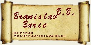 Branislav Barić vizit kartica